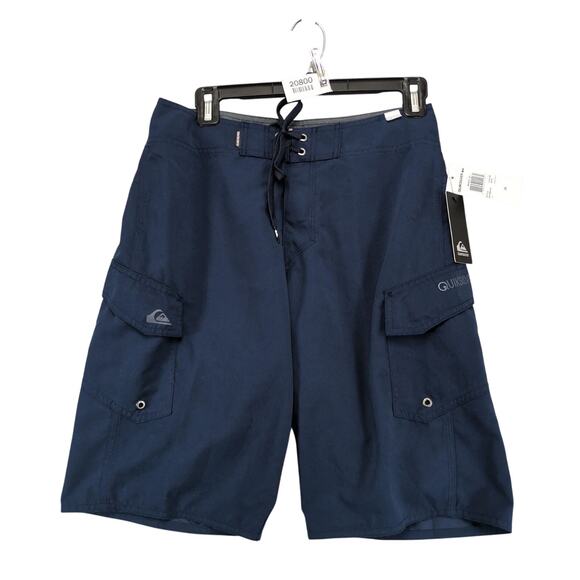 NWT Quiksilver Manic Men's 28x10 Board Shorts Navy Pockets Surfer Swim Trunks - Picture 1 of 10